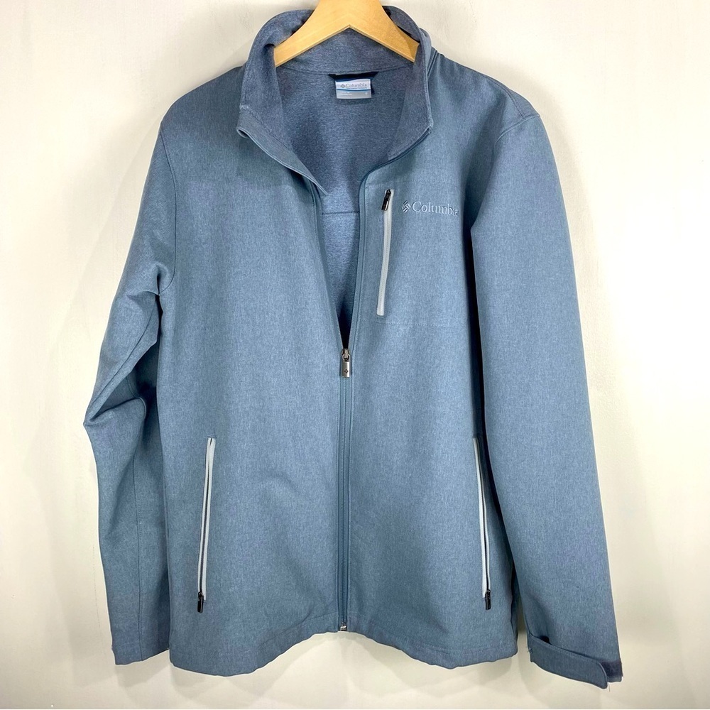 Columbia Soft Shell Full Zip Up Basic Winter Outdoor Coat Jacket Gray Size Small